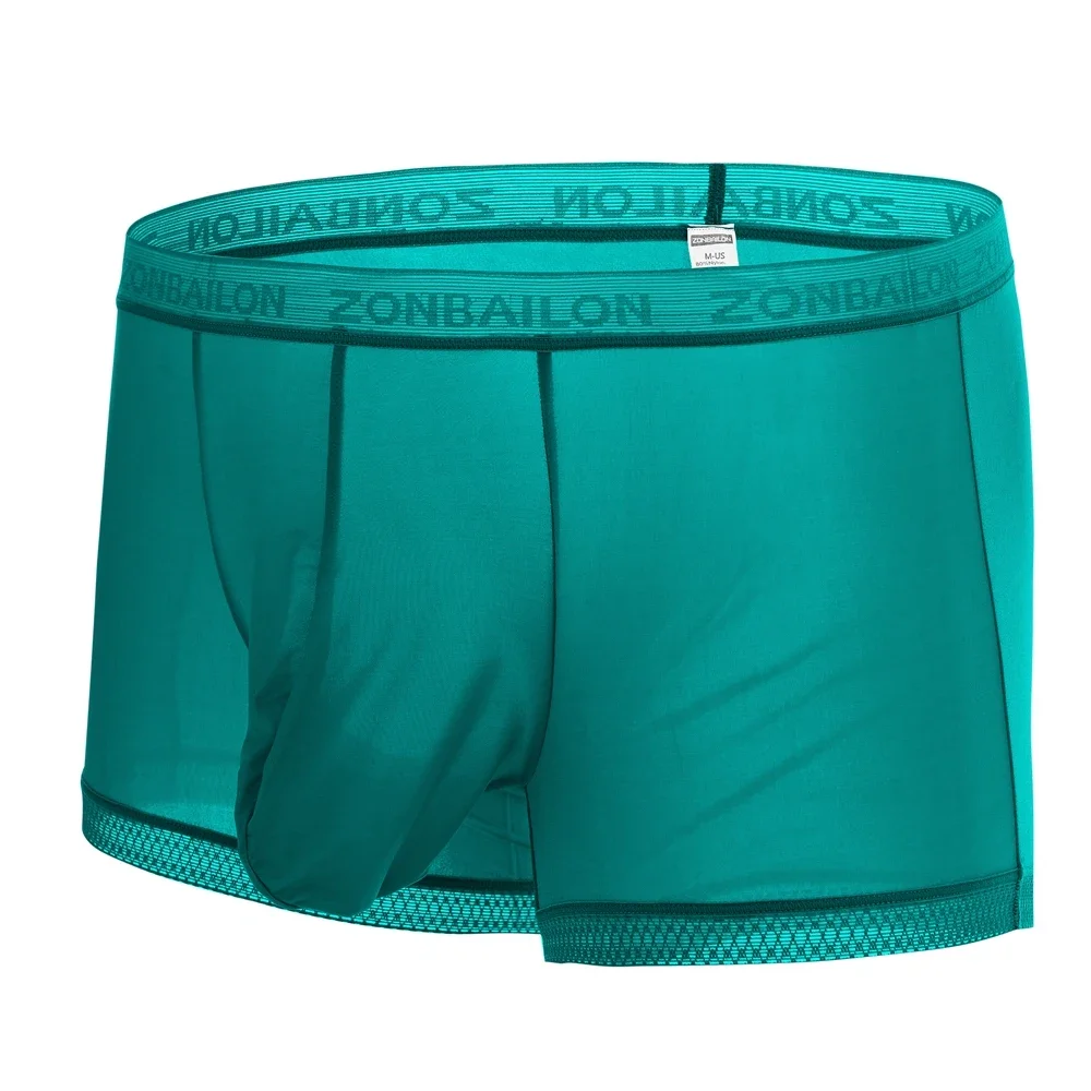 Jinshi Men's Ice Silk Cool Boxers Briefs Trunks Sexy See-Through Comfort Underwear For Men