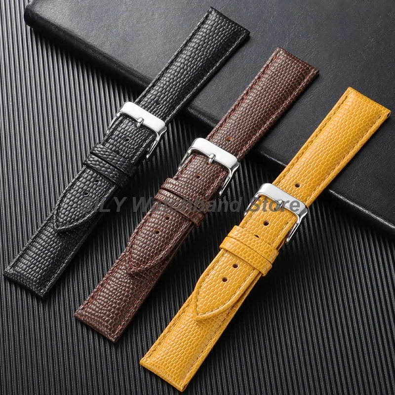 Pulseira de Couro Universal com Estampa de Lagarto para Relógios 12mm 14mm 16mm 18mm 20mm Compatível com Seiko, Omega e Armani