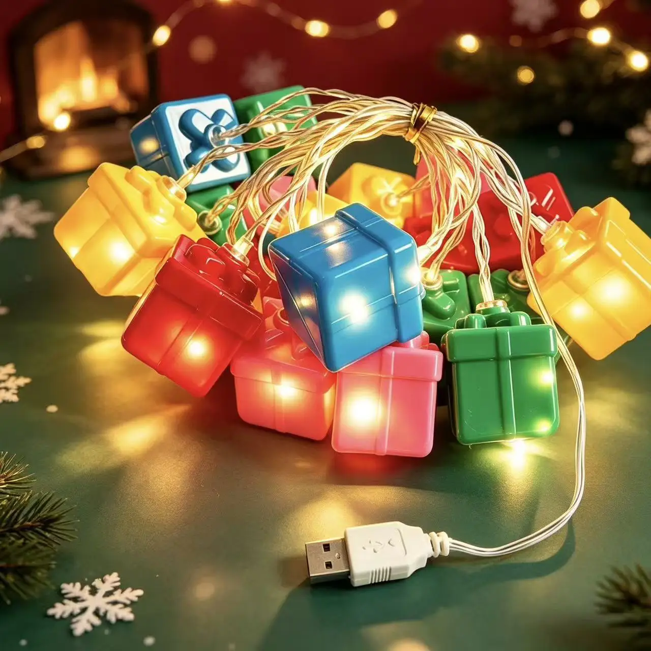 Multicolor Christmas Gift Box LED String Lights Plug 10 LEDs Fairy Light For Xmas Tree Bedroom Wall Indoor Festival Ambient Deco