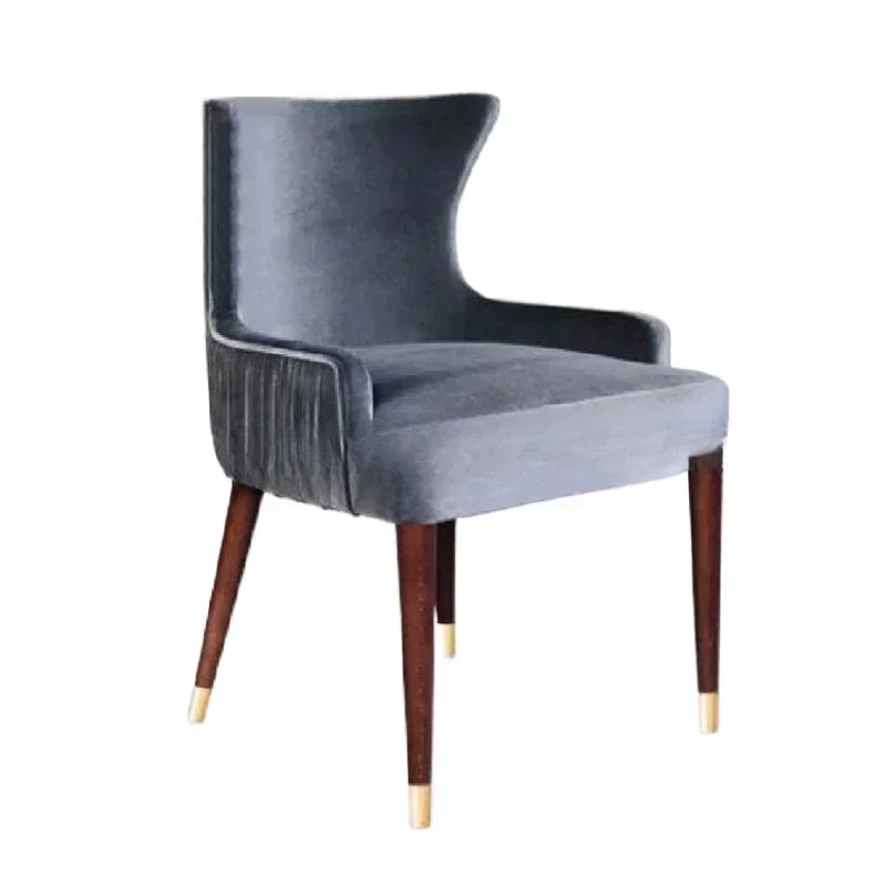 American flannel fabric solid wood dining chair furniture leisure hotel clubhouse cafe fashion reception chair