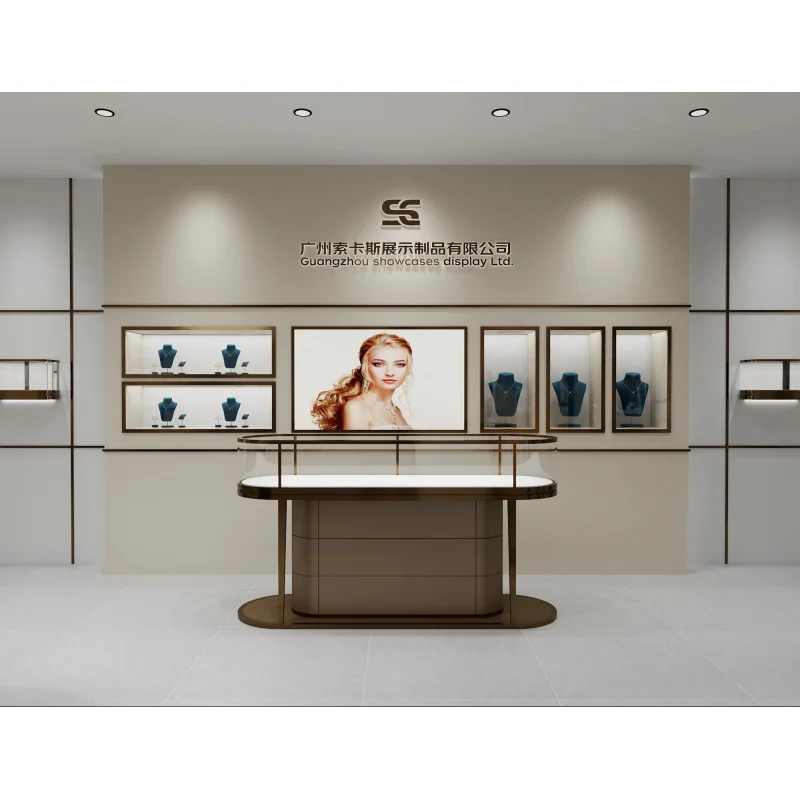 custom.Complete Jewelry Furniture Set High-end Retail Shop Fitting Display Showcase Cabinet