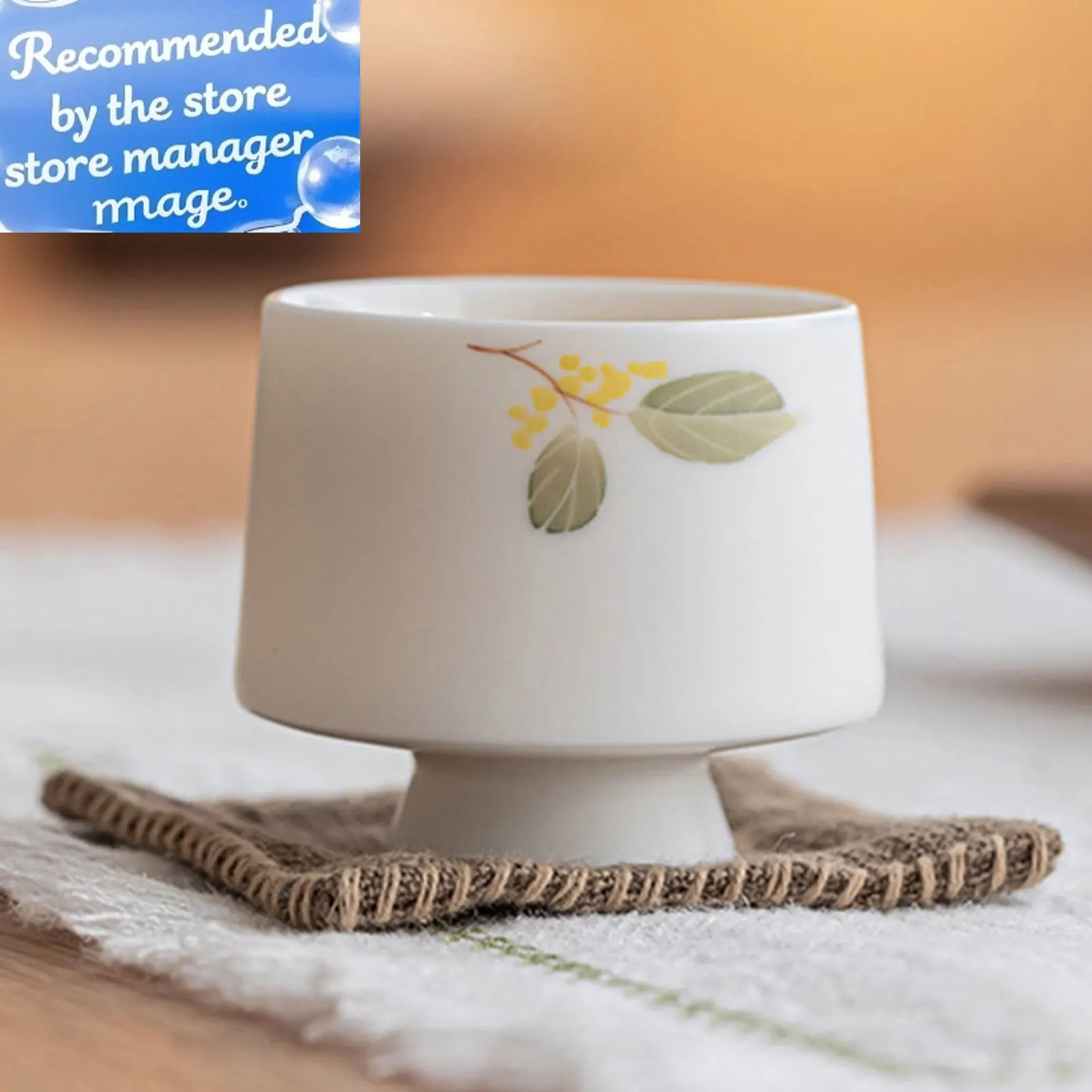 

Chinese Ceramic Teacup No Handles Footed Matcha Cup Present For Tea Lovers