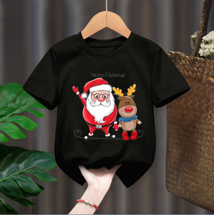 Summer Fashion Funny Santa Gift Graphic Kids Tshirts Boys Short Sleeve Children T-shirt Girls Casual TopsTee