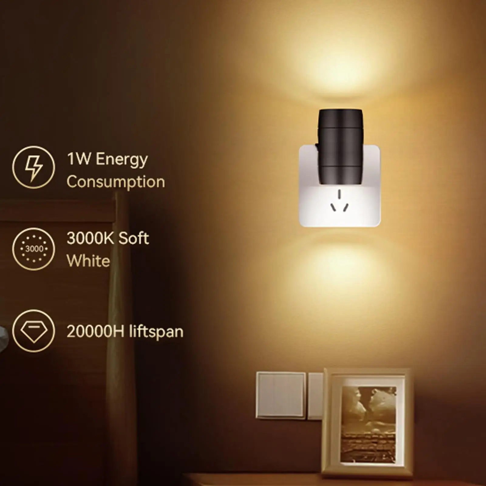 Sensor Night Light Plug In Night Light For Bathroom 180-degree Rotate Flexible Brightness Lamp For Basement Closet Nursery