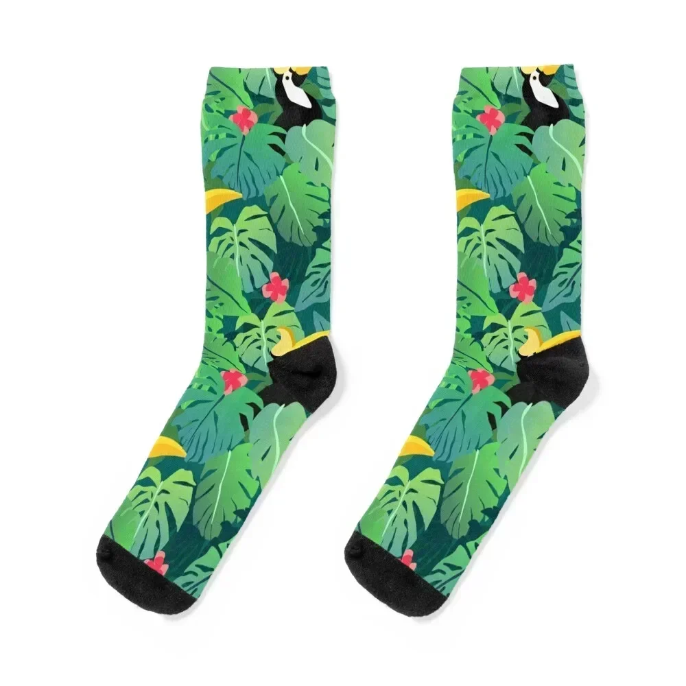 Tropical Hornbill pattern Socks hockey compression set Woman Socks Men's