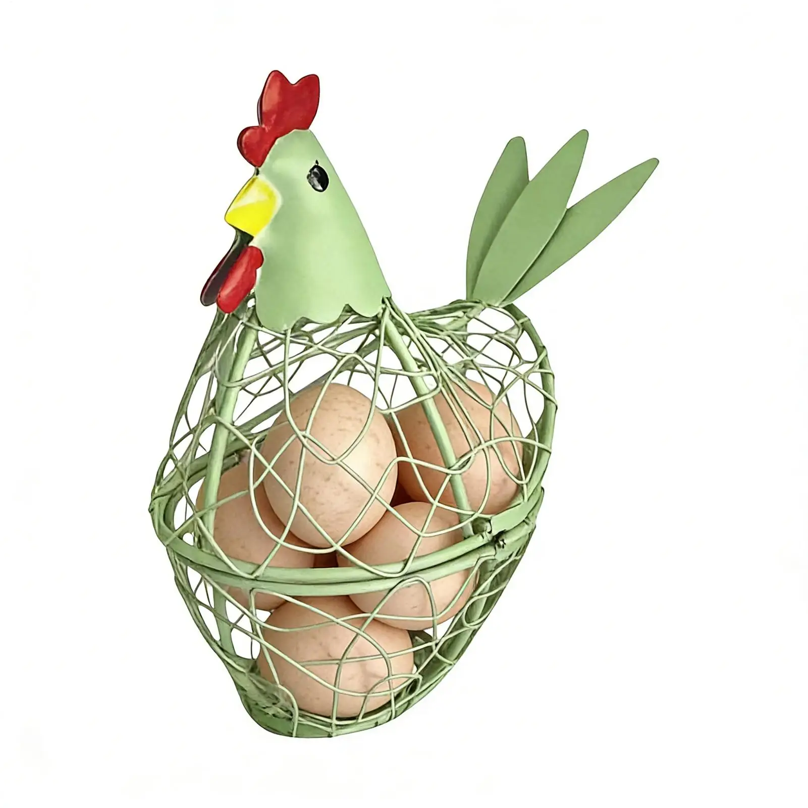 Metal Wire Chicken Shaped Egg Basket Iron Wire Kitchen Ornament Kitchen Egg Countertop Storage Rack Home Decoration Crafts