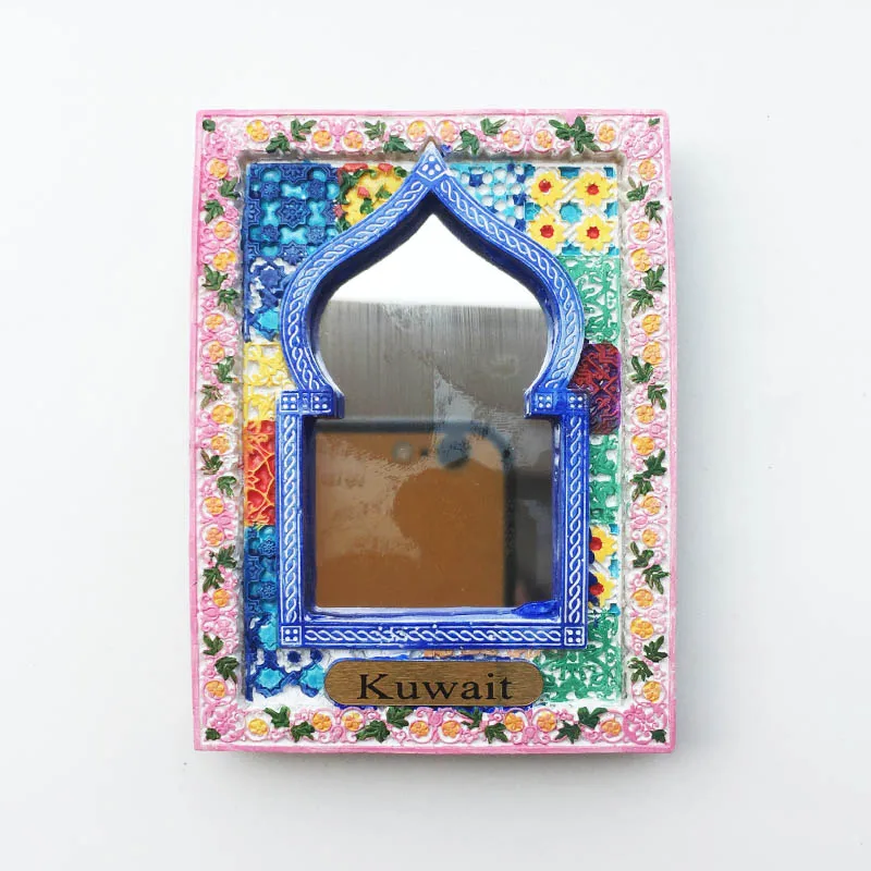 Kuwait Exquisite Carved Mirror Frame Fridge Magnet Resin Decoration Tourism Souvenir Message Sticker Crafts