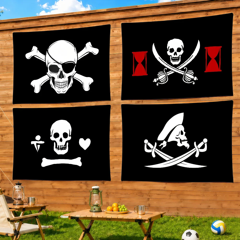 Abstract Skull Crossbones Pirate Flag Flag Decorative Home Yard & Garden Decor Banner - Indoor Outdoor Wall Hanging Flag