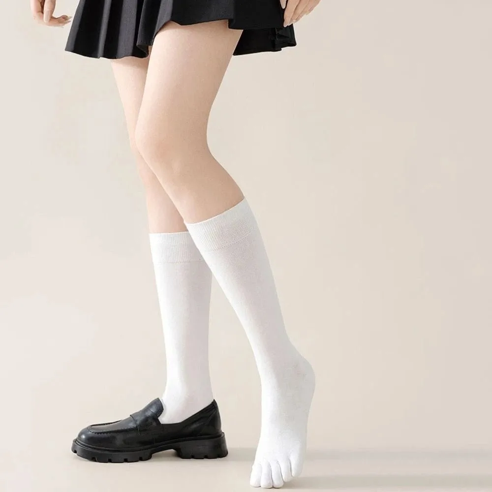 موضة المضادة للانزلاق خمسة أصابع الجوارب الطويلة Harajuku بلون سبليت تو الجوارب منفصلة تو الجوارب JK العجل جوارب لوليتا JK #4