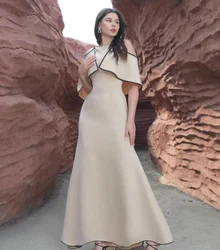 Customized Modern Style Jersey Mermaid V-neck Midi Dresses Prom Dresses Chinese Style High Quality Sizes Available Intricate Mat