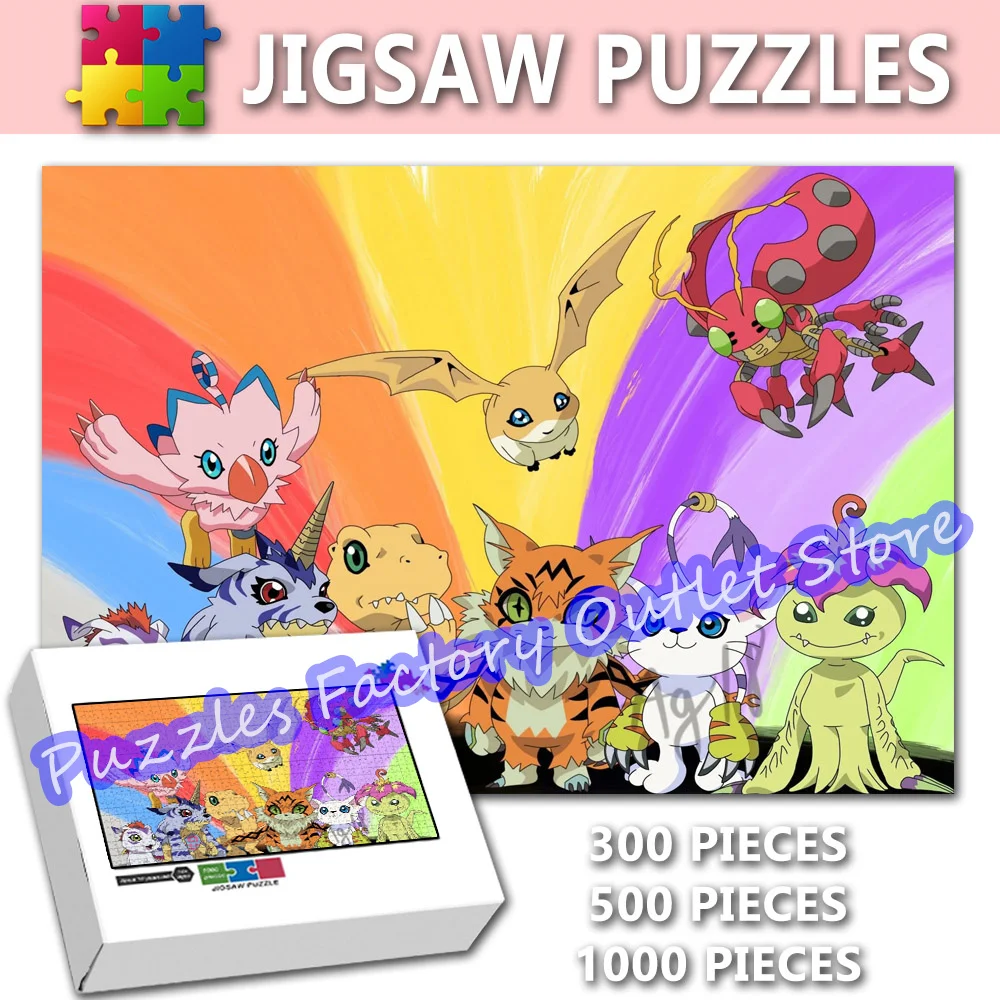 Legpuzzels Digimon Adventure Japanse Cartoon Anime Digitale Monster Greymon Patamon Garurumon Print Puzzel voor Kinderen Speelgoed