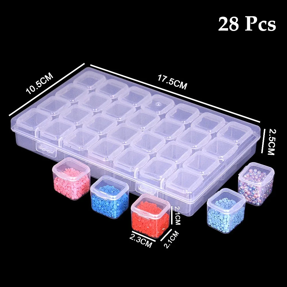 1pcs 28/56 Separate/ Conjoined Storage Box For Diamond Painting Embroidery Cross Stitch Accessories and Tools Jewelry Organizer