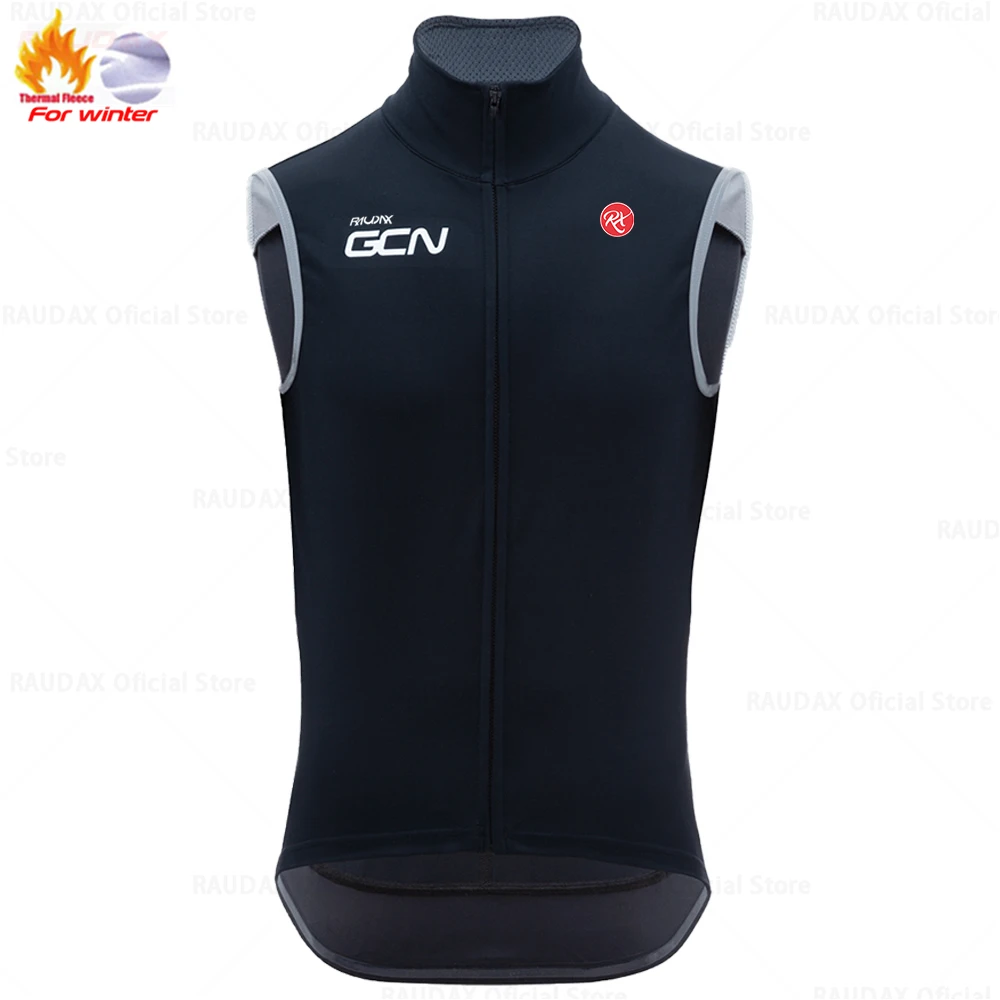 RAUDAX GCN Team 2023 New Winter Cycling Vests Sleeveless Thermal Fleece Warm Bicycle Vests Outdoor Riding Sports Cycling Jerseys