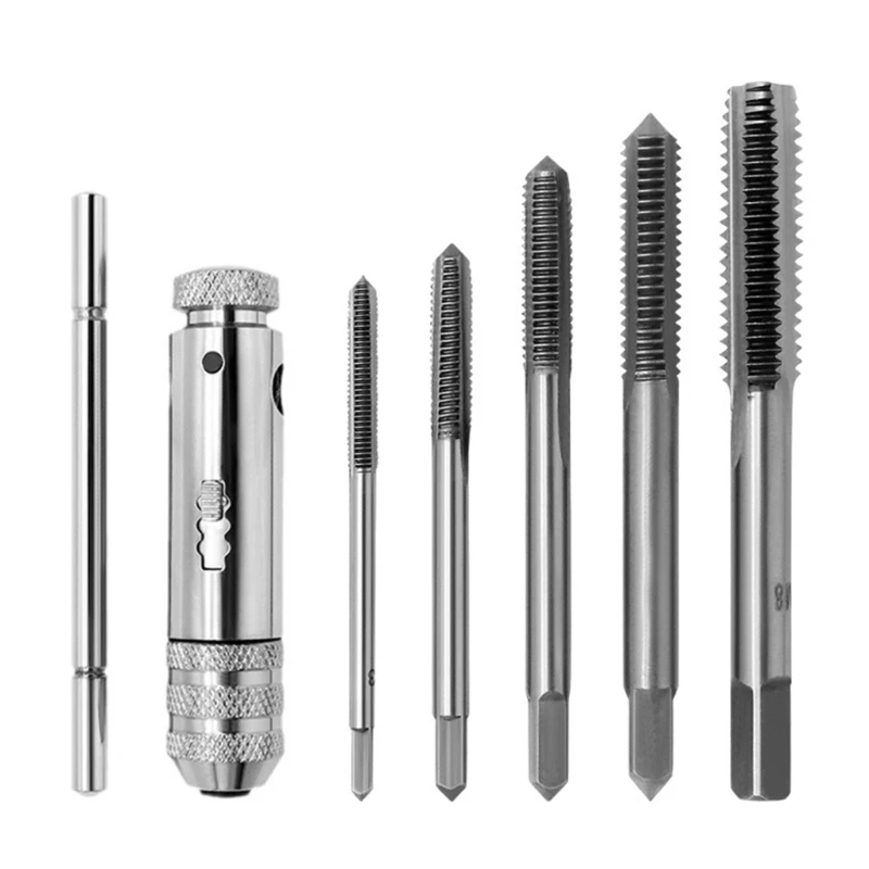 Tap Wrench Adjustable T-Handle Wrenches Ratcheting Holder Wrenches T-Shaped Tapping Threading Manual Tool