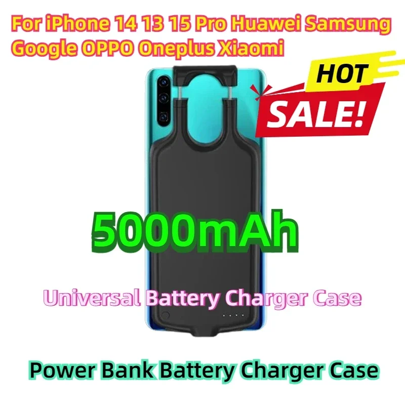 For iPhone 14 13 15 Pro Huawei Samsung Google OPPO Oneplus Xiaomi Power Bank Battery Charger Case Universal Battery Charger Case