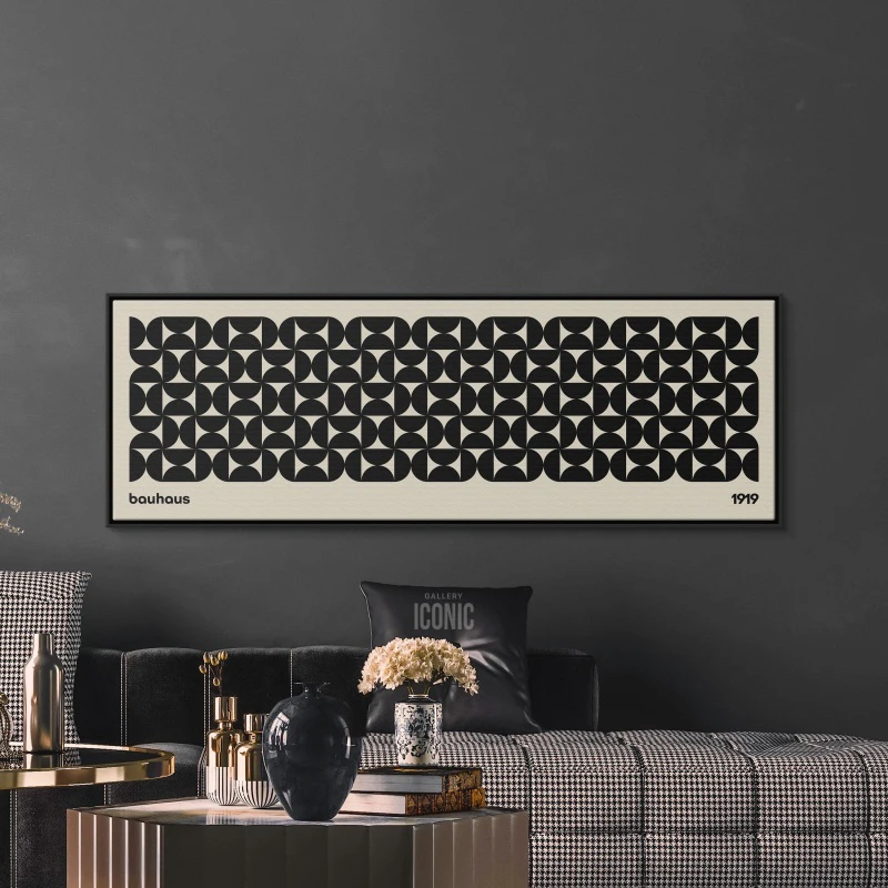 

Mid-Century Modern Canvas Print Unframed Bauhaus Art Wide Panoramic Wall Art for Living Room Horizontal Canvas Poster Art