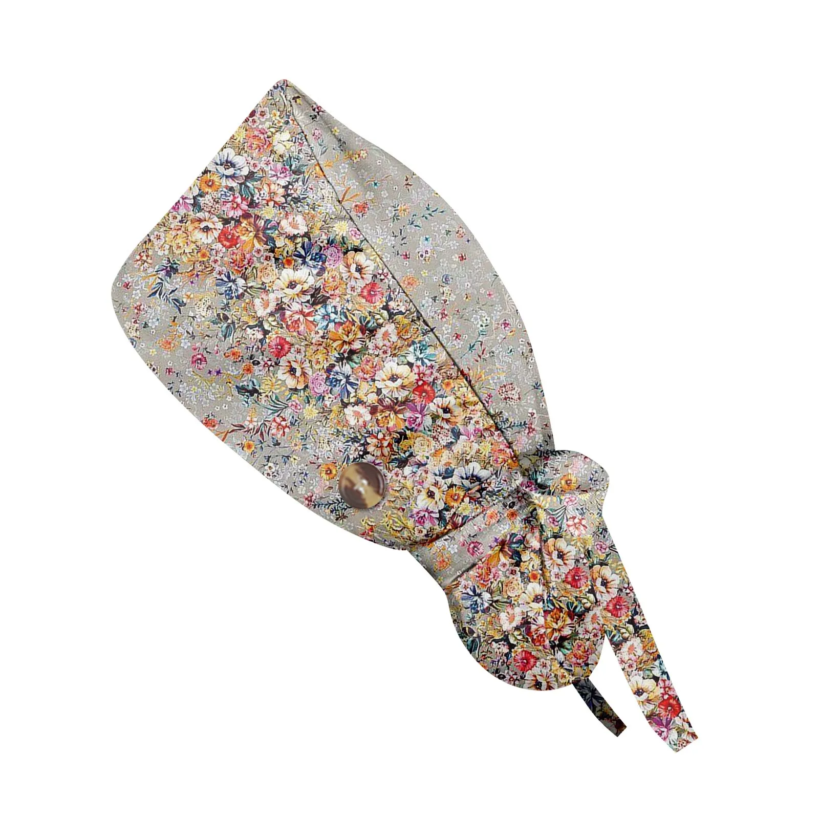 Casquettes de gommage chirurgical réglables, support queue de cheval avec boutons, chapeaux d'allaitement, cheveux longs, Bouffant, imprimé Floral, casquettes d'infirmière pour femmes et hommes