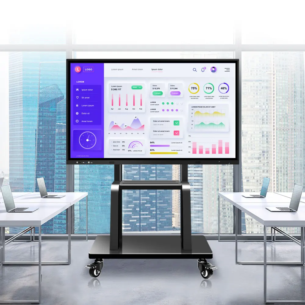 Interactive Whiteboard 75 Inch 40 Touch Points 4K LCD 120Hz Aluminum Alloy Frame for Classroom & Conference Use