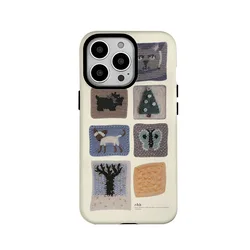 Animal Knitting Museum Shockproof Case for IPhone 16 15 14 13 Pro Max Back Phone Cover for 12 11 Pro Plus 8 7 X XS Acrylic Cover