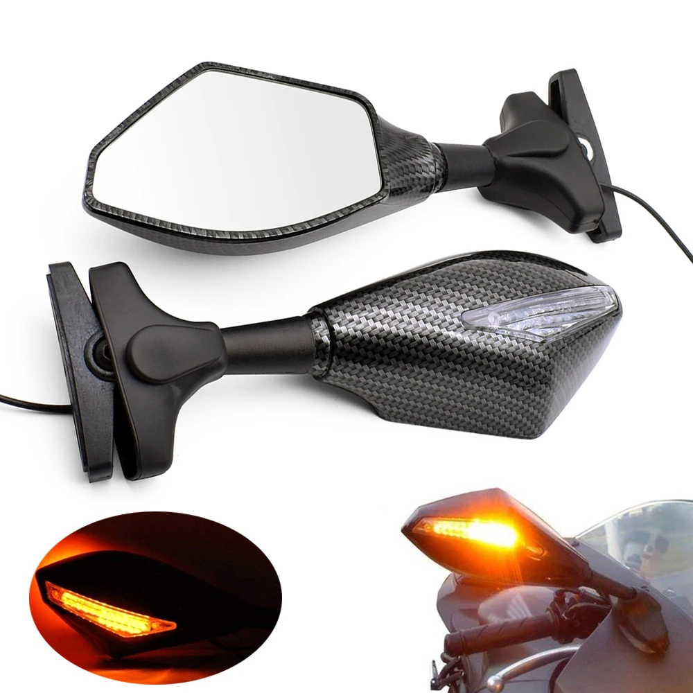 Universal Motorcycle Side Rearview Mirrors With LED Turn Signal Light FOR Honda CBR1100XX CBR 1100 CBF1000 VTR 1000 F FIRESTORM