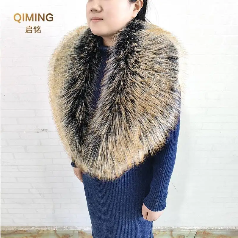 Autumn Winter Female Faux Fur Collar Fluffy Imitation Fox Fur Scarf Fake Raccoon Large Furry Shwal Neck Warmer Women Decoration