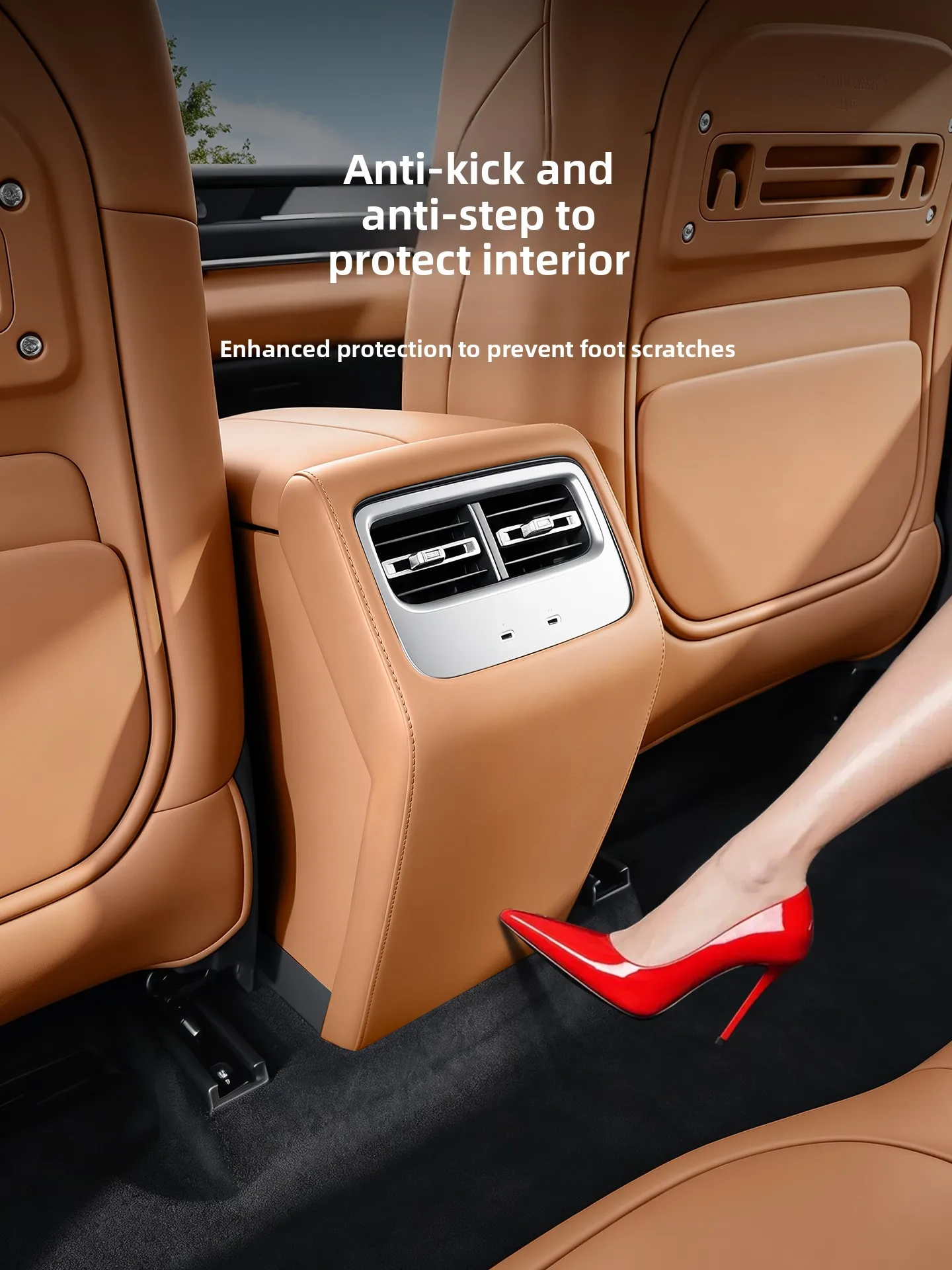 For ICAUR V27 Rear Exhaust Vent Anti Kick Cover Leather All Inclusive Coverage Protective Frame Car Interior Modification Parts