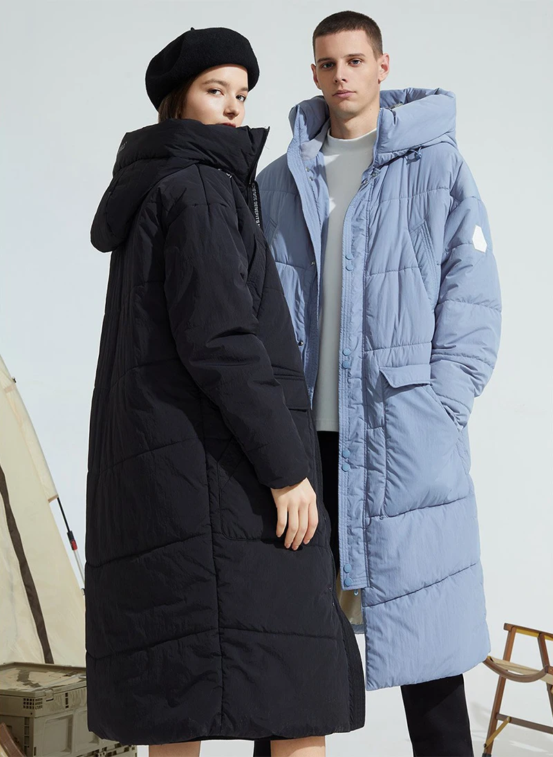 معطف طويل مقاوم للبرودة من Youpin سوبيلد ، معطف شتوي للرجال والنساء دافئ وسميك مع قلنسوة ، معطف خارجي غير رسمي مضاد للرياح