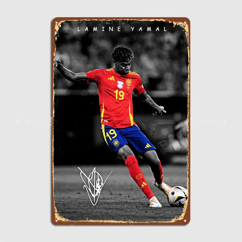 Lamine Yamal Football Player Poster Metal Posters Living Sign Indoor Outdoor Room Decoration Home Bar Decor Wall Decor