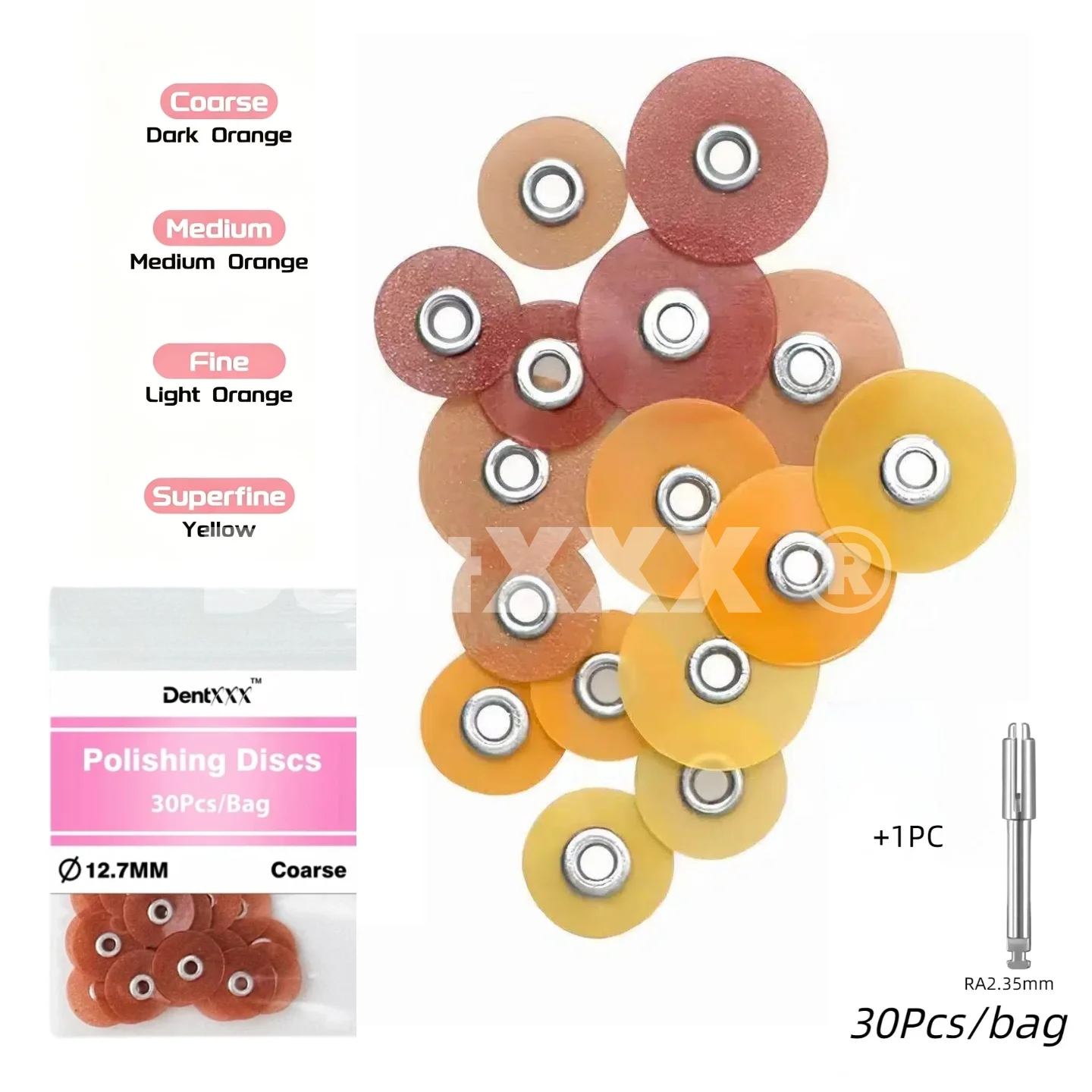

31Pcs/Pack Polishing Discs & 1Mandrel, Coarse / Medium / Fine / Superfine, for Glass Material Finishing