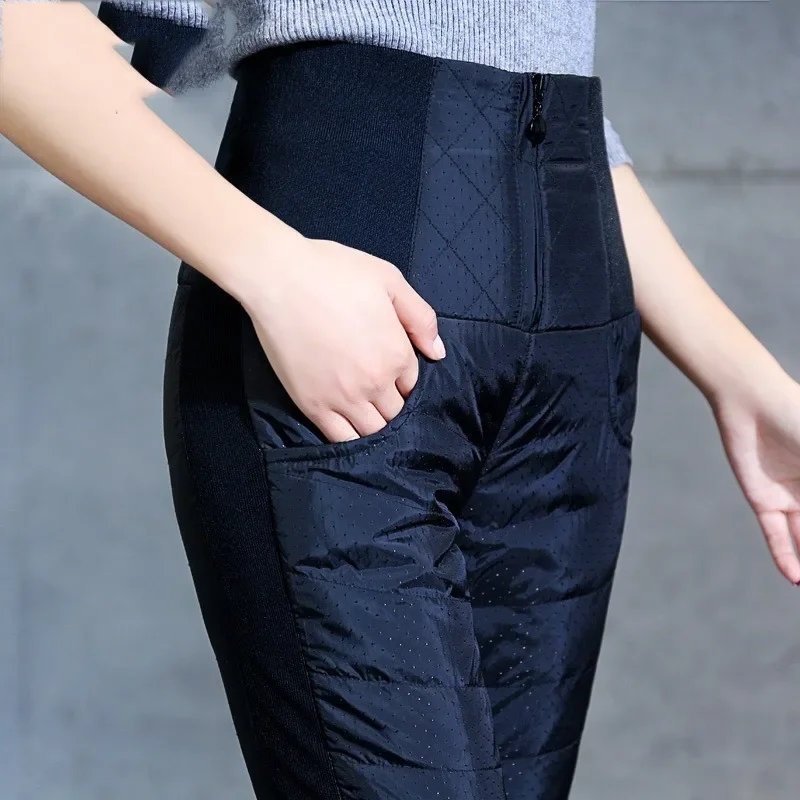 2024 New Fashion 4XL Big Size Women Winter Pencil Trousers High Waist Down Cotton Padded Warm Pants Female Slim Casual Pantaion