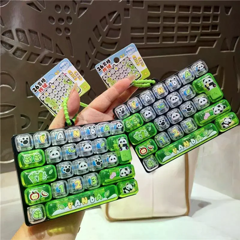 26 Keys Cute Mini Keyboard Fidget Keychain, Transparent Animal Patterns Stress Relief Toy Ornament Bag Hanging