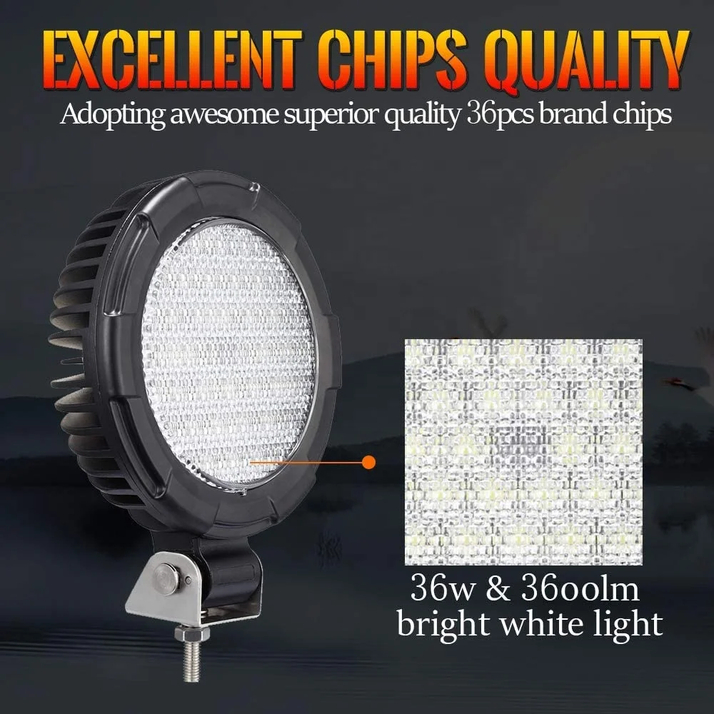 High Power Working Light Round Work Light 12V 24V Automotive Led Lighting System