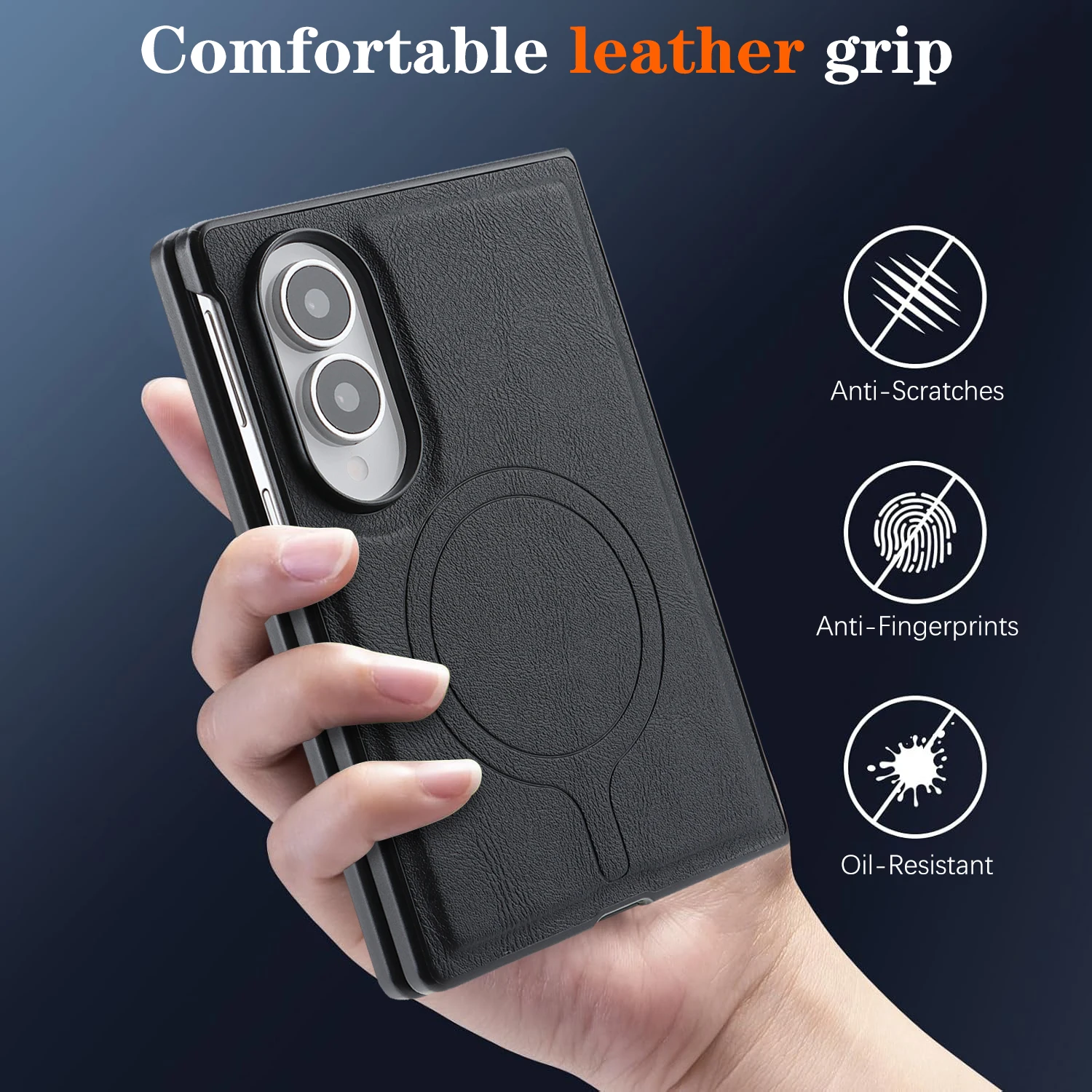 Wireless Charging Luxury Leather Case for Samsung Galaxy Z Fold 8 Wide Cases for Z Fold 8 Magnetic Phone Cover