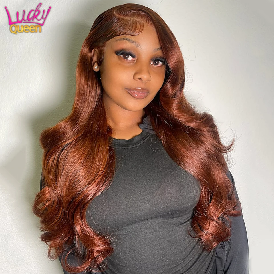 Invisible Lace 16A Upgrade Real Hair Orange Brown 13x6 13x4 HD Lace Front Human Wig For Women Pre Plucked Body Wave Glueless