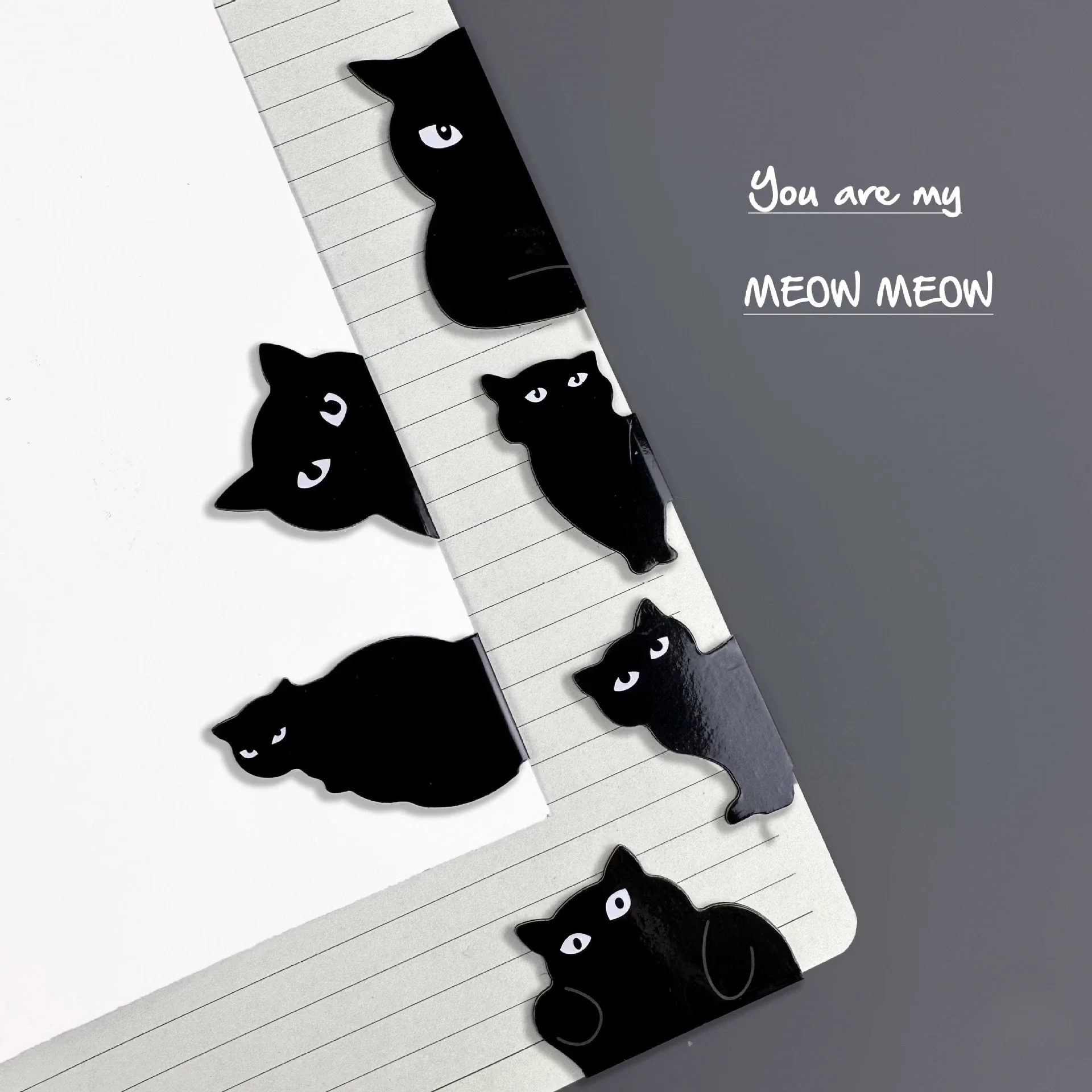 6/7pcs kawaii black cat Metal Bookmark Magnetic Reading Bookmark Reading Auxiliary tool For Reader Writers Book Lovers Students