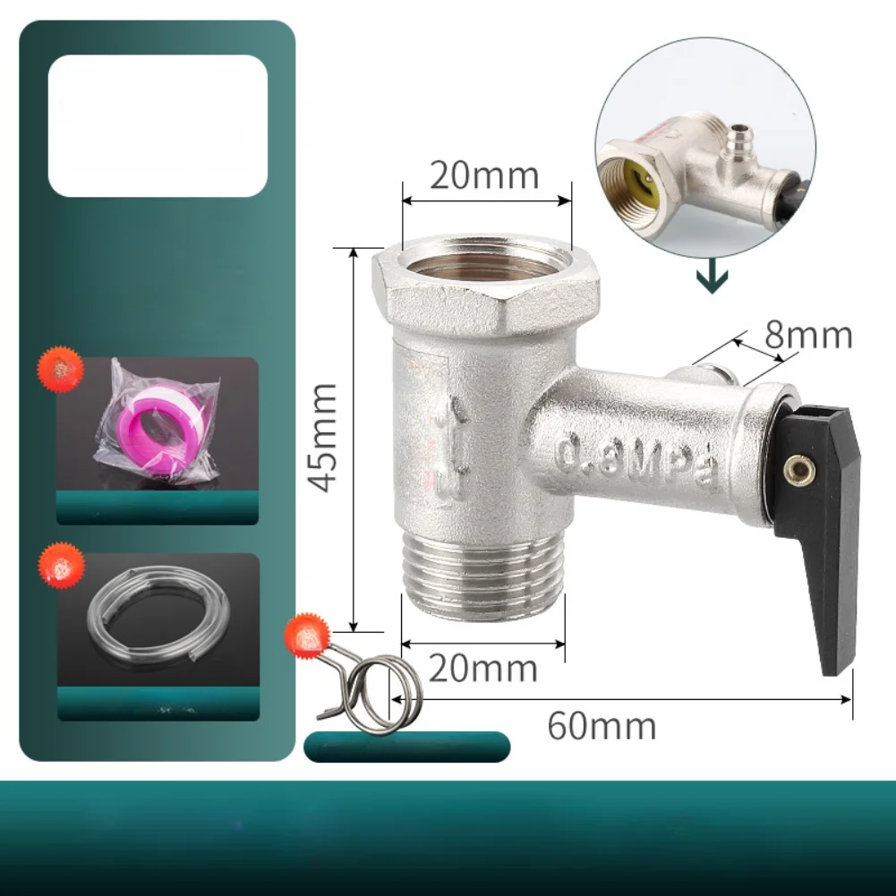 

Латунный предохранительный клапан 0,7 МПа DN15 Предохранительный клапан для водонагревателя 1/2 "NPT Разъемы предохранительного выпускного клапана нагревателя горячей воды