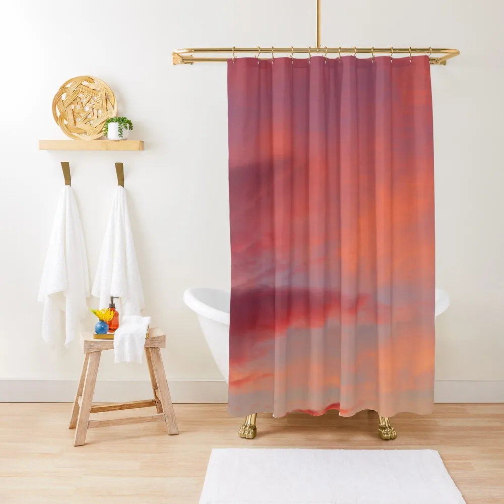 

Pink Sunset Clouds Shower Curtain Bathroom Accessory Shower Bath Curtain