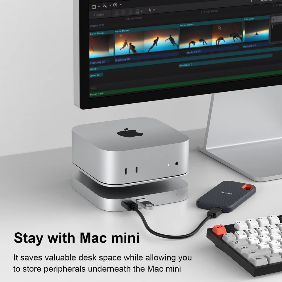 Qwiizlab USB4 Hub for Mac Mini M4, 40Gbps, 3x USB-A, NVMe SSD