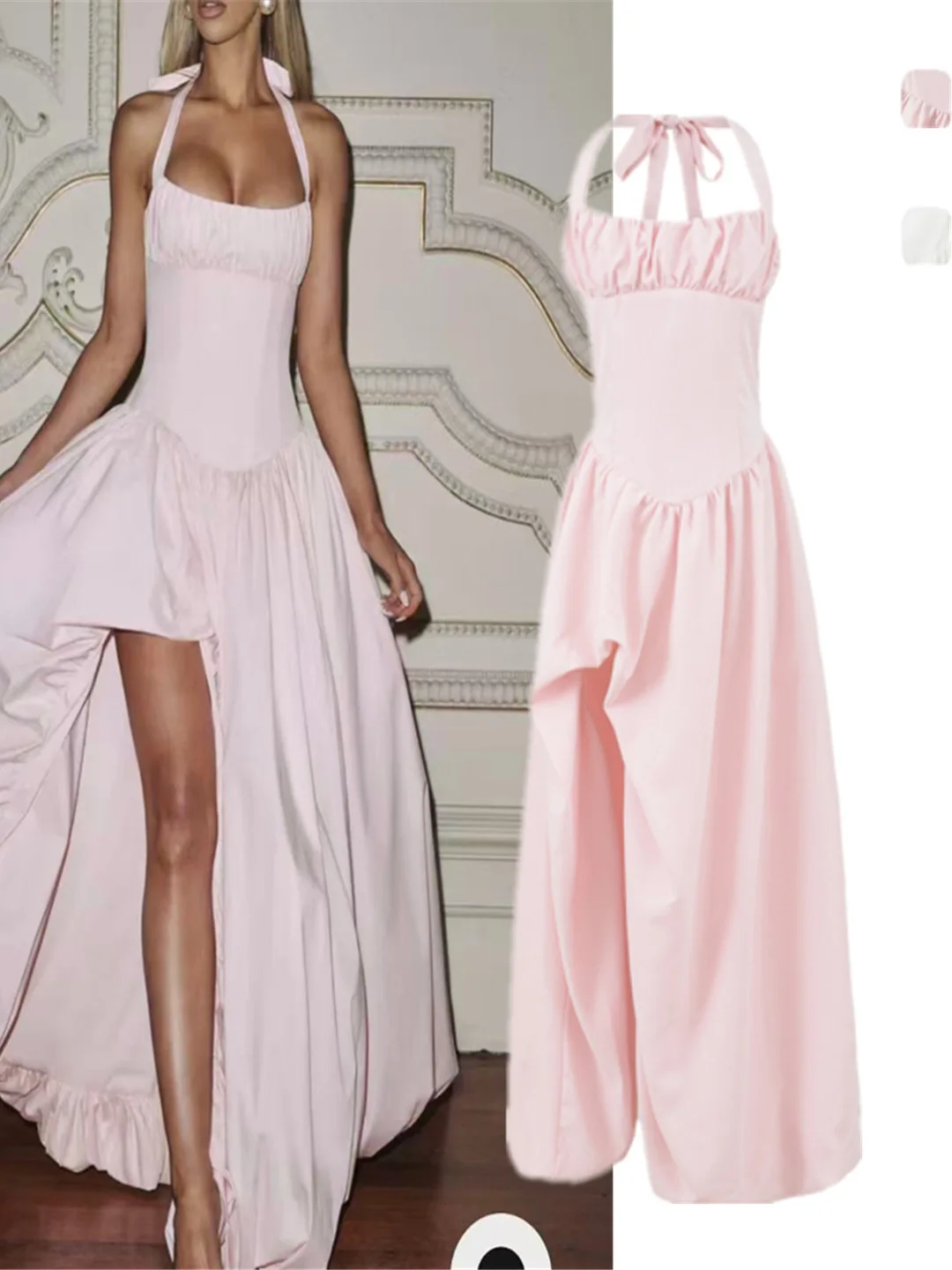 

Сексуальная большая юбка Bubble Sve Long Dr Ne с подвесным ремешком и высокой талией для похудения Ele Повседневная одежда Китайский дизайн Чуттєвый сплит