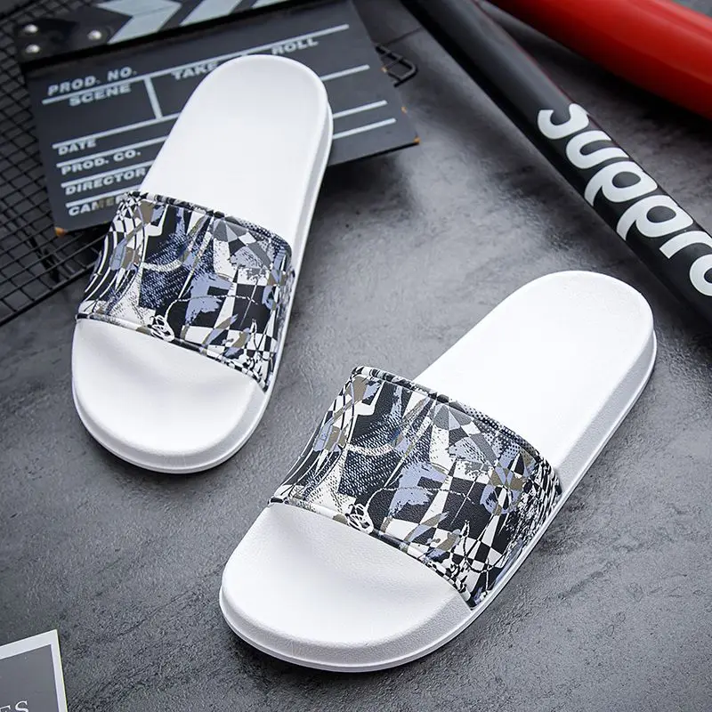 Men's Non-Slip Slides Indoor Outdoor Summer Sandals Fashion Bath House Slippers for Casual Wear