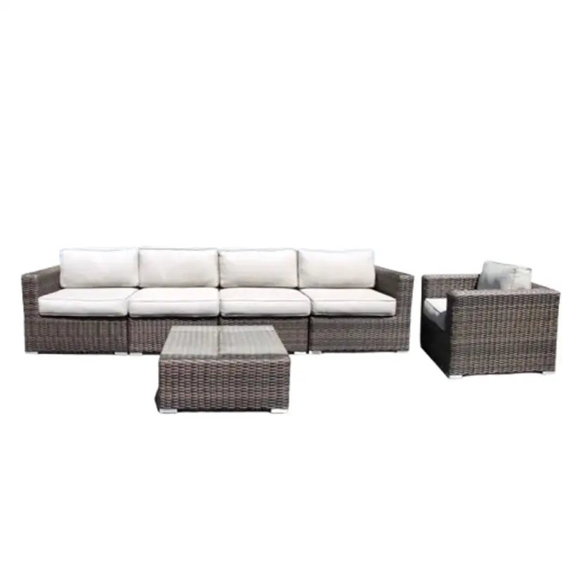 

Assembled 5-Seat Wicker Patio Set with Cushions - Durable All-Weather Outdoor Sofa for Garden & Deck