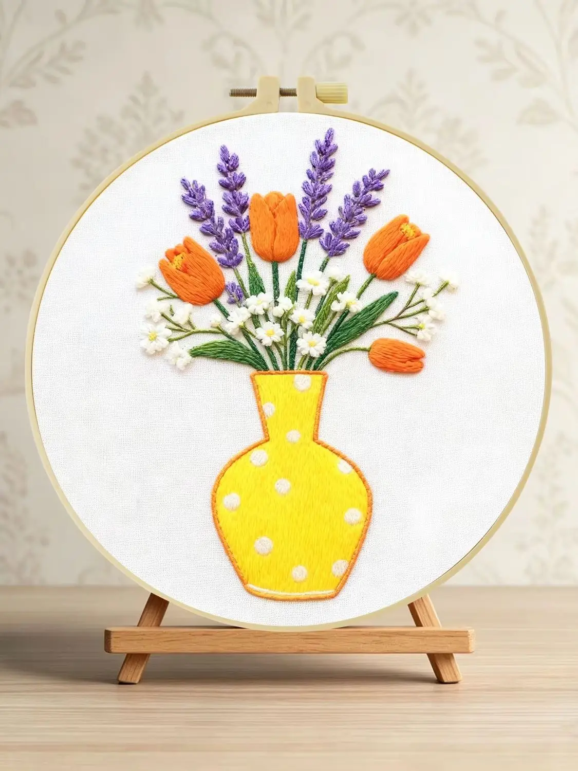 1 Stück DIY Stickerei-Material-Set für Anfänger, Stickerei-Starter-Kit, Kreuzstich-Kunst als Geschenk, Näh- und Bastelzubehör – Detail 1