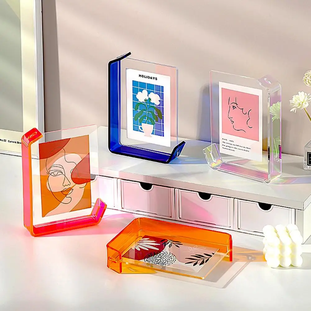 6/7 Inch Floating Photo Frame DIY Double-sided Horizontal Vertical Neon Acrylic Desktop Standing Decor Picture Display Frame