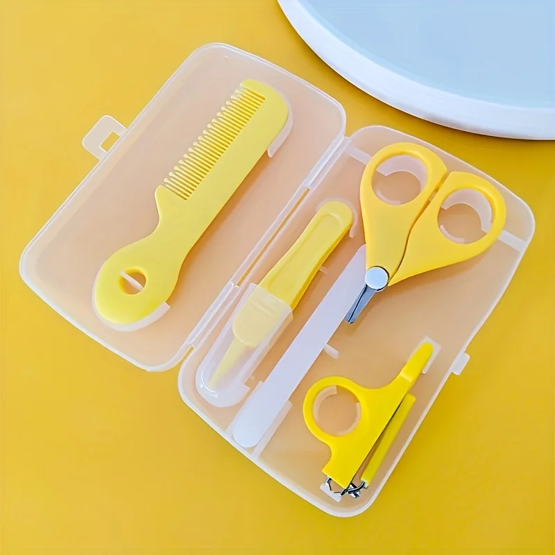 5pcs Baby Nail Clippers Set with Travel Case, Baby Care Kit: Comb Scissors Nail File Nose Tweezers - Grooming Tools for Kids