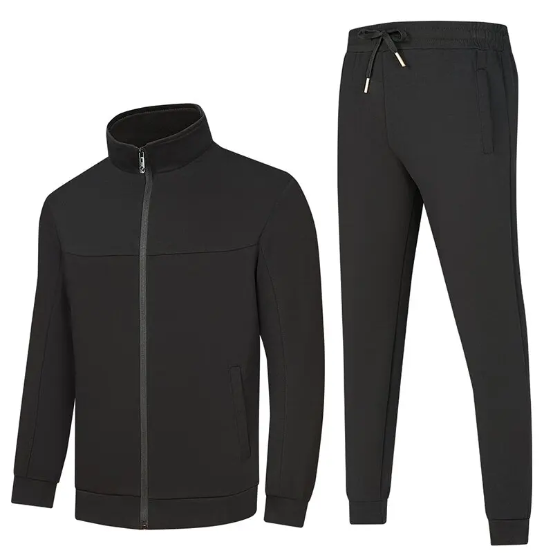 2024 Autumn and Winter New Fashion Solid Color Fitness Elastic Suit Men's Leisure Relaxed Comfortable Breathable Two-Piece Set