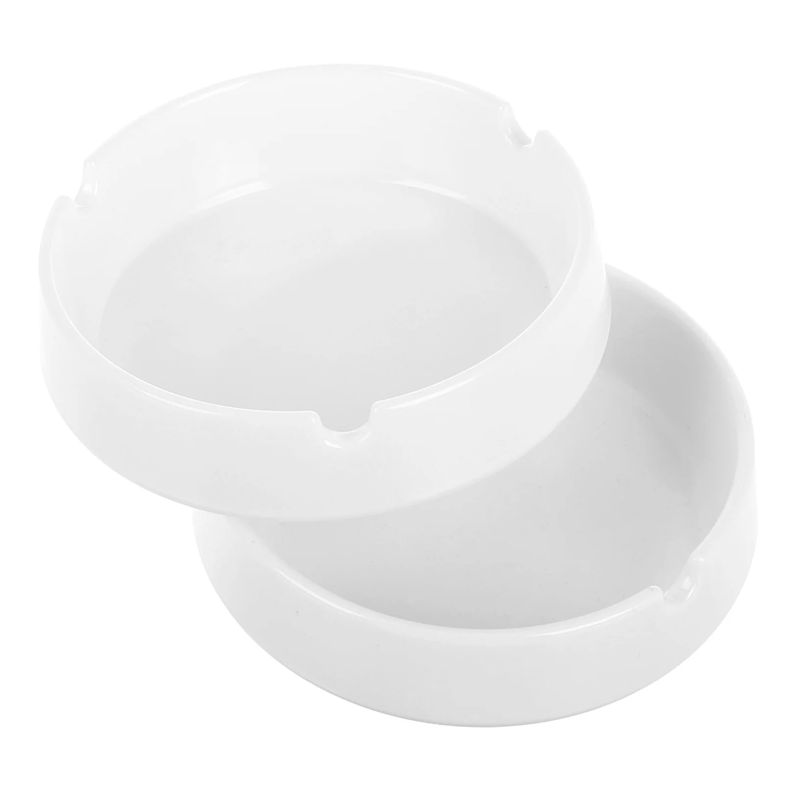 

2pcs White A5 Round Plastic Ashtray Unbreakable Smooth Easy Clean Home Office Hotel Use Tabletop Smoke Holder Decorative