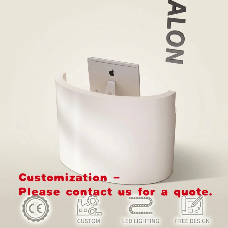 custom.Modern MDF Reception Desk With Led Light Beauty Salon Nail Salon Hotel Office Building Training Institution