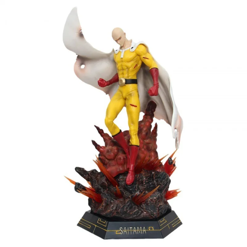 45cm um soco homem saitama manto careca homem anime figura figuras modelos gk estátua modelos meninos ornamento colecionável boneca brinquedos presentes
