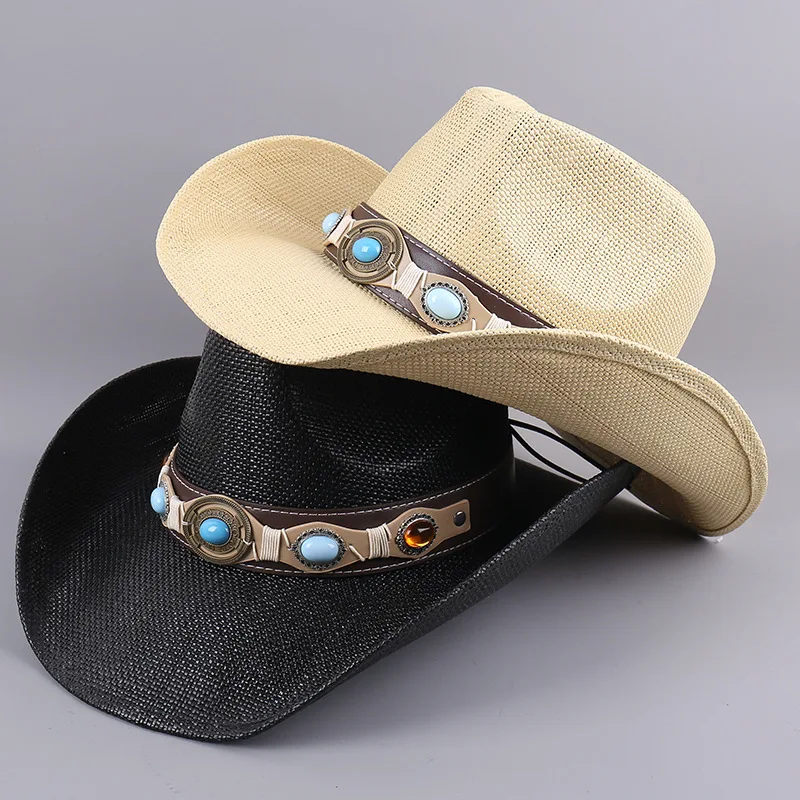 

Fashion Retro Outdoor Mountaineering Cowboy Hat Large Brims For Men And Women Western Horseback Riding Sun Protection Straw Hats