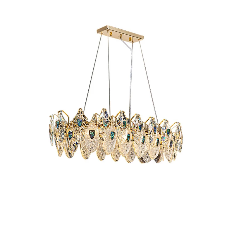 

Upgrade Your Dinning Room With Our E14 LED Chandelier Crafted From Colorized K9 Crystal Dimming Function Gold Chrome Hardware